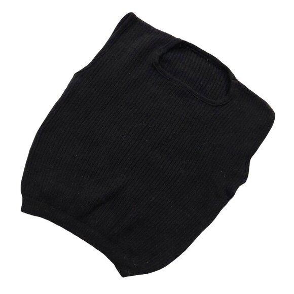 Retro Vintage 1940s-1960s Black Crewneck Sleeveless Knit Sweater Vest Top - Picture 3 of 7